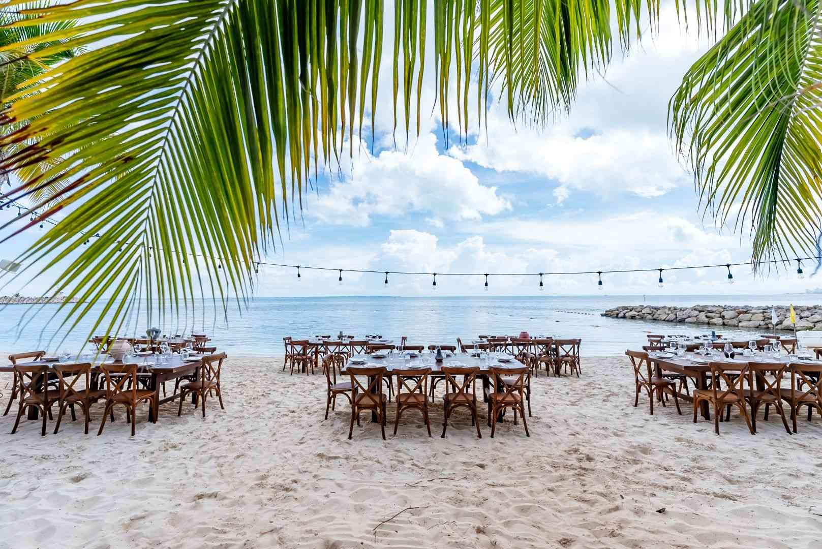 沙滩和桌椅